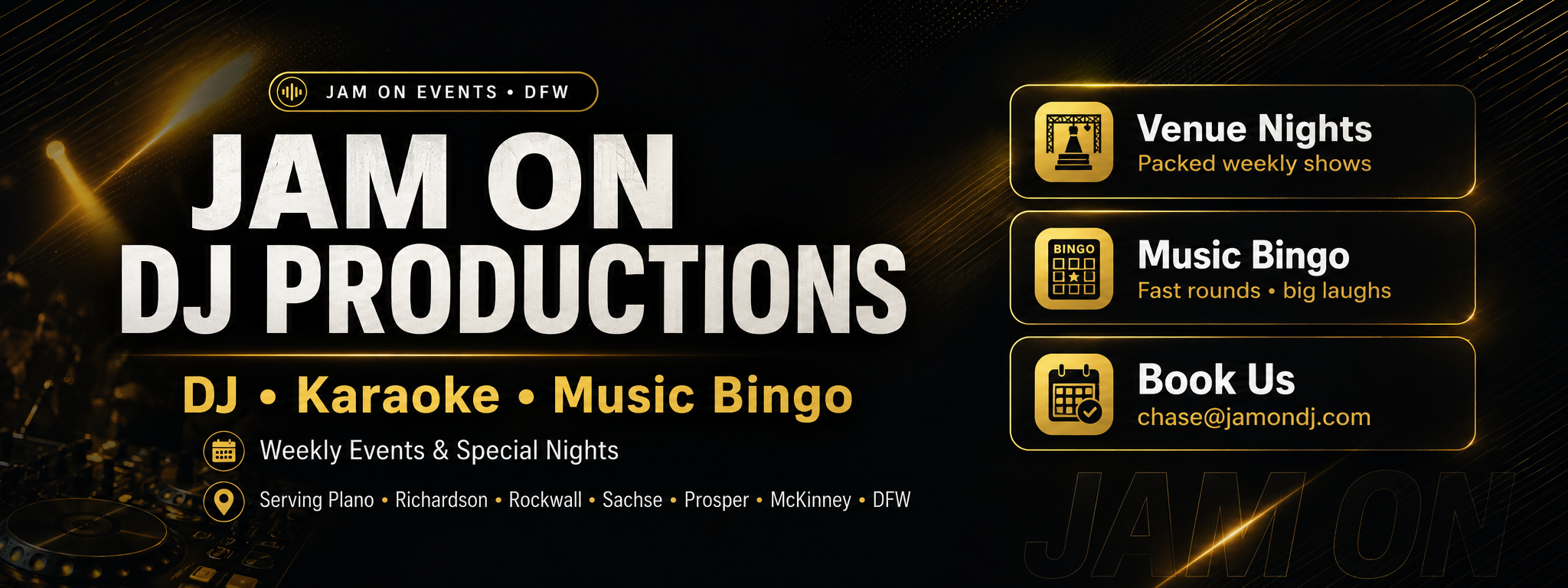 JAM ON DJ PRODUCTIONS — DJ, Karaoke, Music Bingo in Plano and DFW